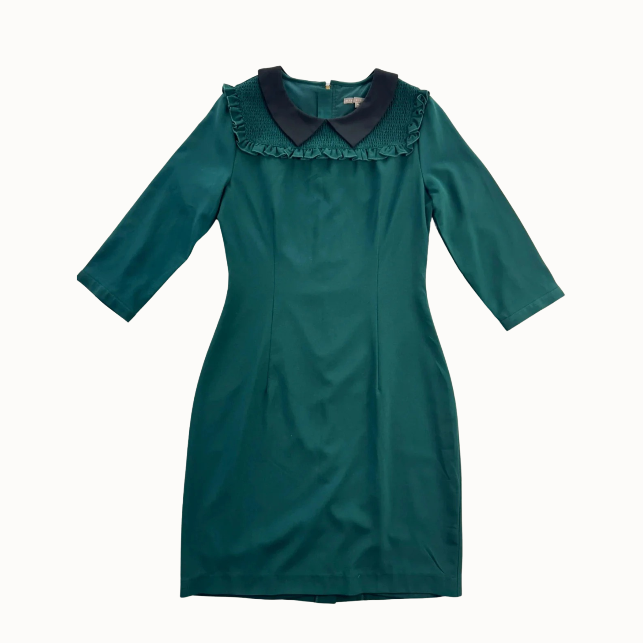 Mint & Berry Žalia Suknelė su Juoda Apykakle, M