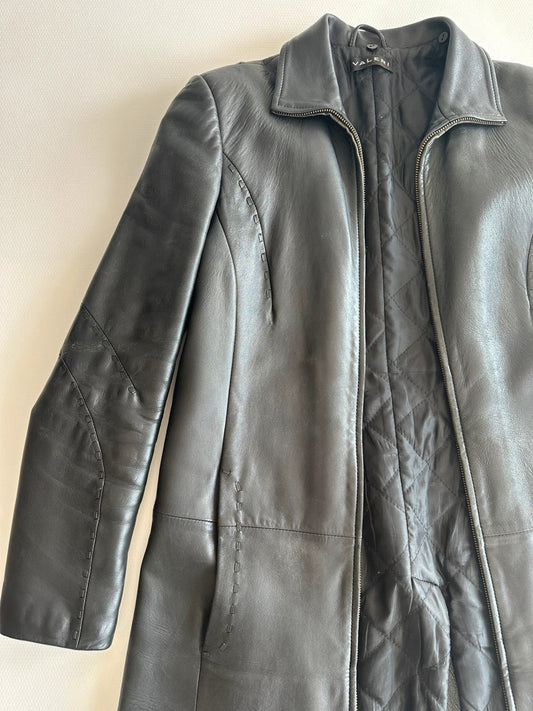 Valeri Boutique Vintažinis Odinis Paltas, S Spley