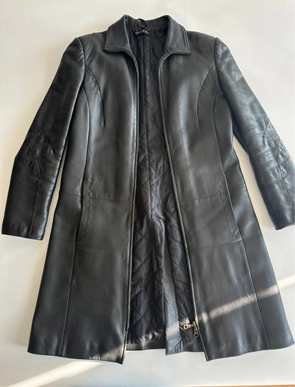 Valeri Boutique Vintažinis Odinis Paltas, S Spley