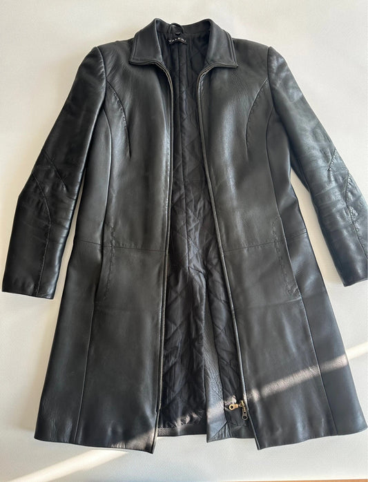 Valeri Boutique Vintažinis Odinis Paltas, S Spley