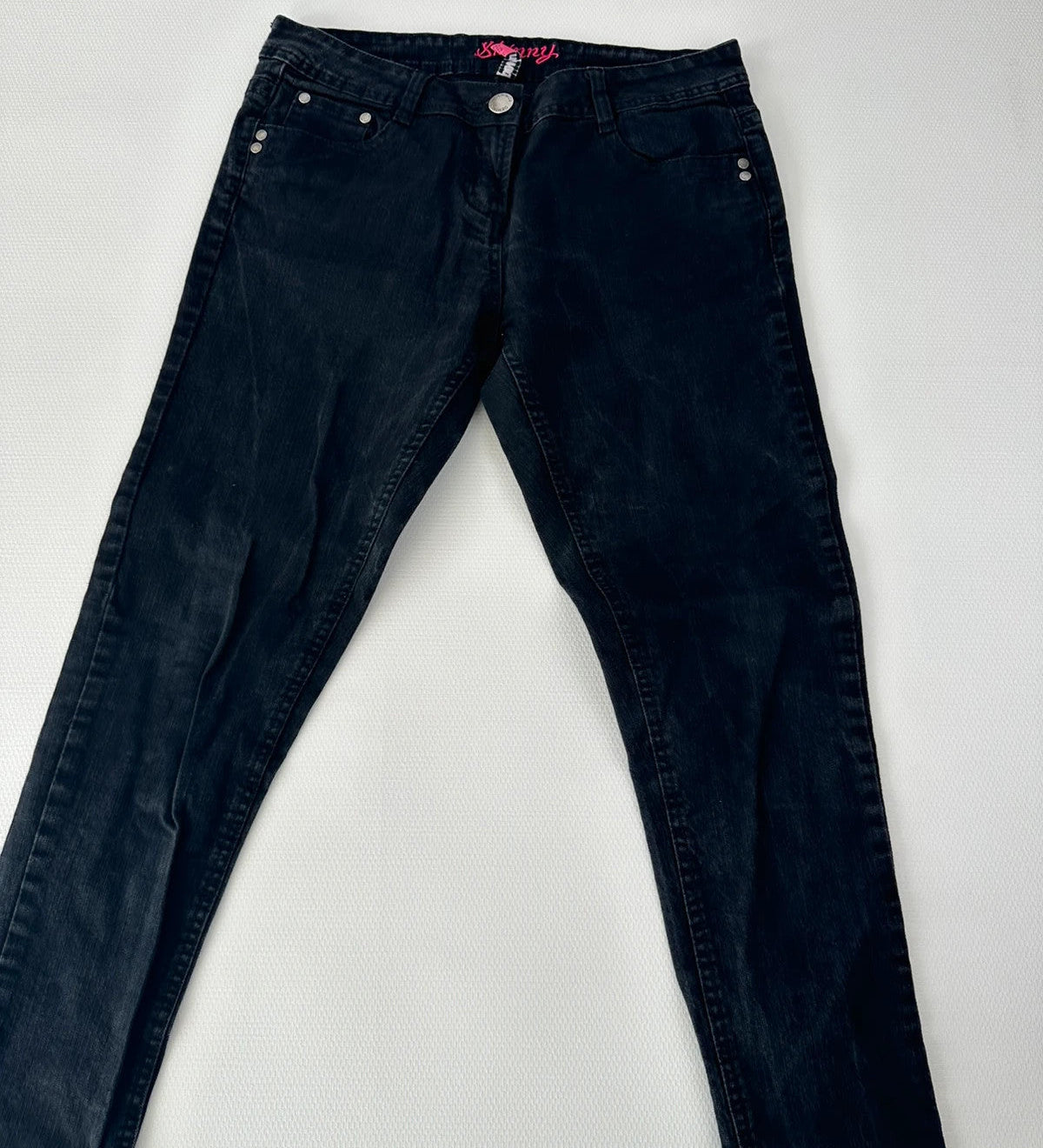 Denim & Co Skinny Juodi Džinsai, L - Spley